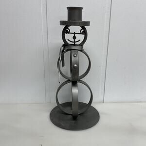 Metal Snowman Candle Stick Holder Silver Winter Holiday Decor